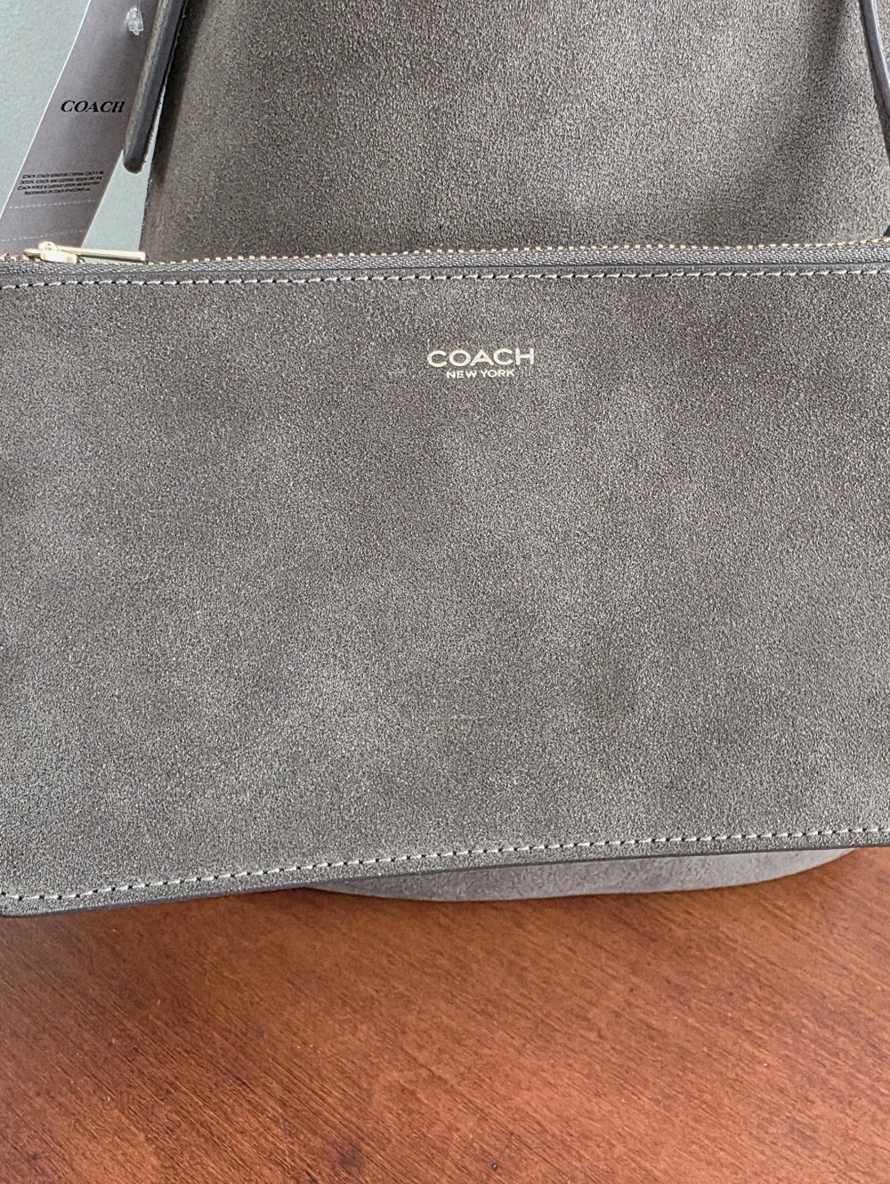 Coach Bleecker CCC24 Olive Suede Leather Bucket Shoulder Bag NWT